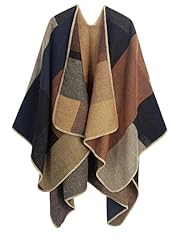 DiaryLook Ladies Printed Poncho Cape Reversibile Oversize Scialle Avvolgere Cardigan Aperto Davanti per Le Donne