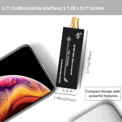 Image of HD-SDI to Fiber Converter, Uncompressed Optical Extender Kit for Security Camera CCTV Video, Support 1080P Over Single-Mode SMF up to 20km, Mini Design with Type-C Power, a Pair