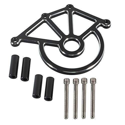 Aluminum Front Sprocket Cover Motorcycle Chain Guard Accessories for Triumph Thruxton 2004-2015 for Bonneville 2001-2006 for Speedmaster 2011-2014 (Black with Chrome Line)