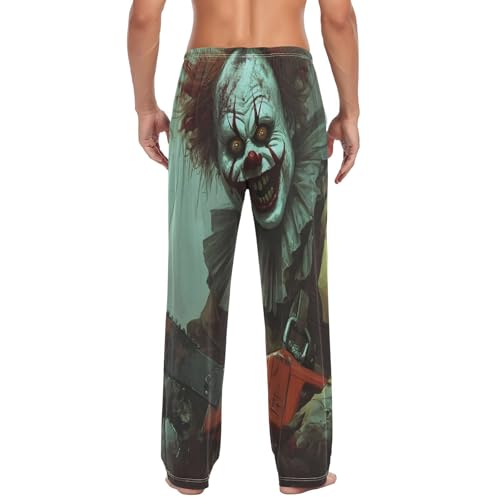 Clown Scary Yellow Pajama Pants for Men Men's Separate Bottoms, Lounge Pants with Pockets S2