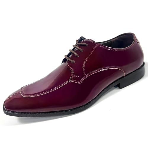 Image of Men's Tuxedo Dress Shoes Pattern Leather Formal Oxfords Classic Lace Up Derby Shoes Wedding Business Slip On Shoe