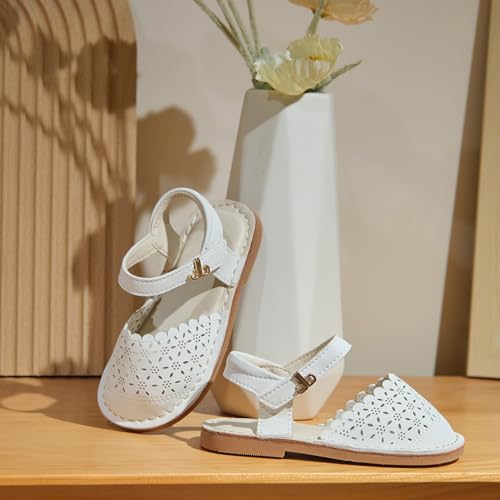 Image of THEE BRON Toddler Floral Cutout Closed Toe Sandals for Girls Breathable Summer Shoes