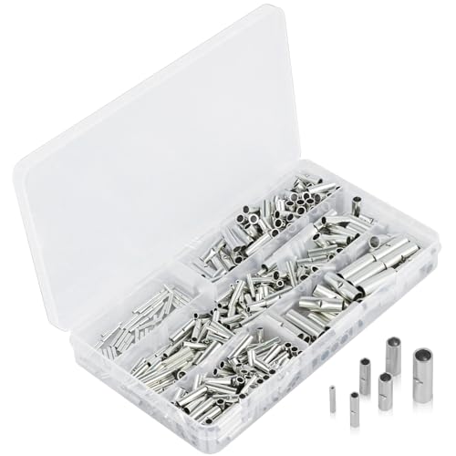 460Pcs Non Insulated Butt Connectors Kit, Tinned Red Copper Uninsulated Butt Splice Connectors Set, Electrical Wire Seamless Non Insulated Crimp Connectors Terminals