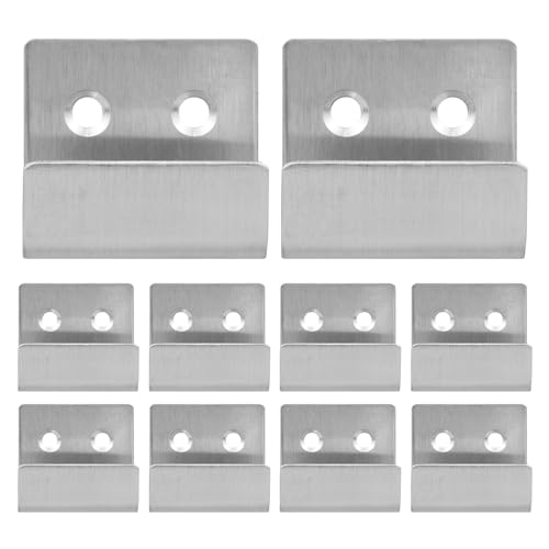 Image of 10 Pcs Wall Hanger, Stainless Steel Wall Mount Brackets Hook, Heavy Duty Wall Tile Bracket for Picture Frame, Mirrors, Display (Silver, Small)
