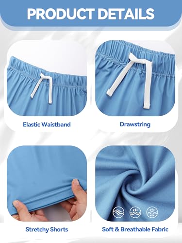 Image of Cooraby 2 Pack Boys Pajamas Shorts with Drawstring Pockets Teens Pull-on Pajamas Shorts Sport Casual Shorts for Youth