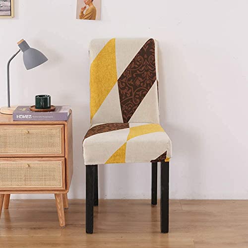 Image of House of Quirk Elastic Chair Cover Stretch Removable Washable Short Dining Chair Cover Protector Seat Slipcover (Pack of 2, Abstract Multi)