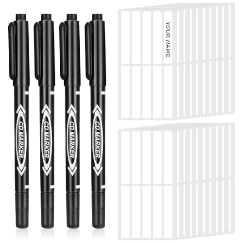 Candcamp 200Pcs No-Iron Clothes Labels for Kids Writable Fabric Labels with 4Pcs Permanent Fabric Marker Pens, 9 * 55mm Waterproof Name Label Clothing Tags, Personalized Your Uniform