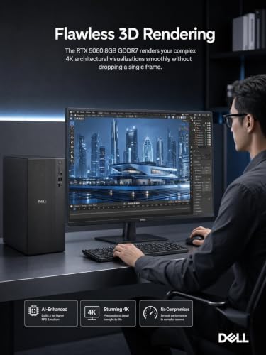 Image of Dell Tower Computer Desktop Intel Ultra 7 265F RTX 5060 64GB 1TB Win 11 Pro