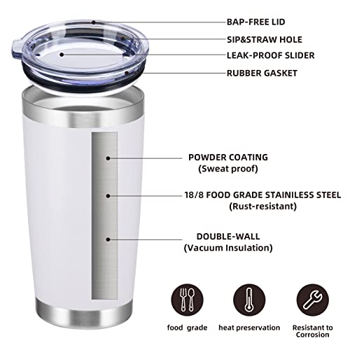 Starspeed 20Oz Insulated Tumblers With Lid Stainless Steel Double Wall Tumbler Travel Coffee Cups Powder Coated Tapered Metal Thermal Mug Indoor Outdoor For Hot And Cold Drinks #TOP2