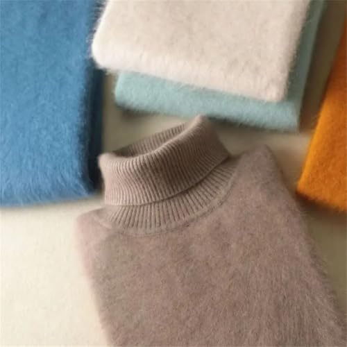 Mens Mink Cashmere Sweater Solid Color High Neck Thick Loose Jumper Classic Business Tops3