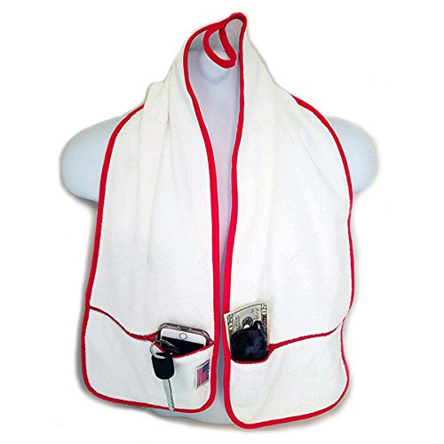 R J HallSports Towel - 2 Zipper Pockets Holds Belongings Safe While You Exercise, Workout, Yoga Class, Fitness Training at The Gym or a Walk on The Beach 100% Cotton Loops Super Soft and Absorbent