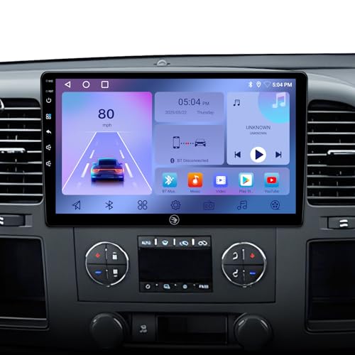Touchscreen Car Stereo Radio Upgrade for Chevy Silverado 2007-2013 GMC Sierra Yukon Buick Enclave Replacement Head Unit Installation Kit Built in CarPlay Android Auto(10 2G+64G)