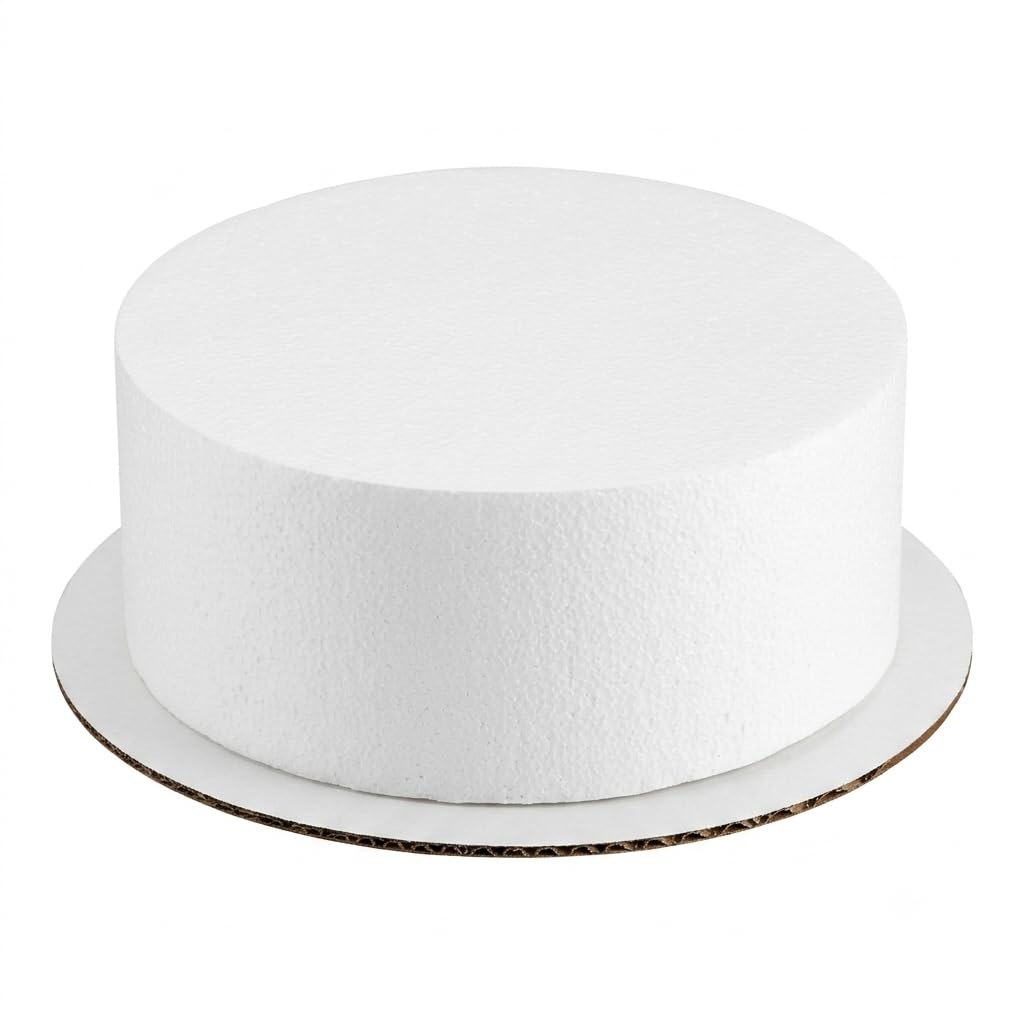 10 x 4 Inch Round Foam Cake Dummy by Glownary – Polystyrene (PS), White, Model 10x4roundfoam