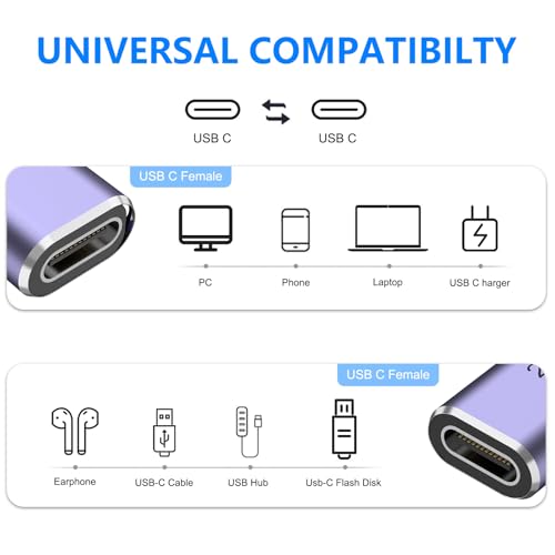Image of Tobfit USB C Adapter 40Gbps(2 Pack), USB-C Male to Female Adapter 4.0 Type C Data Transfer Connector Compatible for Samsung, MacBook and More Type-C Device-Straight