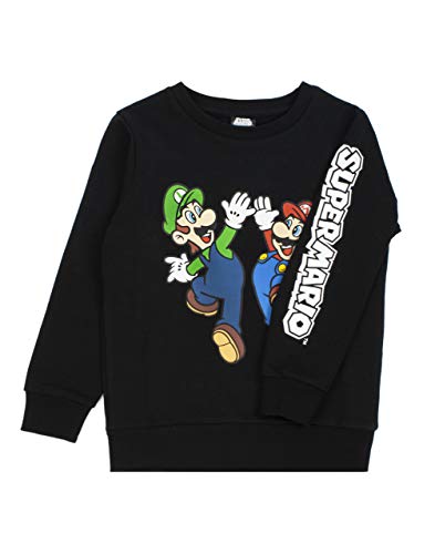 Super Mario Sweatshirt Luigi Character Gamers Black Long Sleeve Kids Boys Jumper4