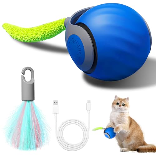 Sykerout Interaktives Katzenspielzeug, Speedy Tail Katzenspielzeug, Automatisch Beweglicher Haustier-Spielzeugball, DREI Modi-Schaltungen, Lindert...