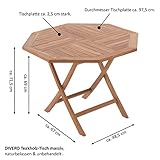 DIVERO GL05529 8-eckiger Balkontisch Gartentisch Beistelltisch Holz Teak Tisch für Terrasse Balkon Wintergarten witterungsbeständig behandelt massiv Ø 100 cm natur - 7
