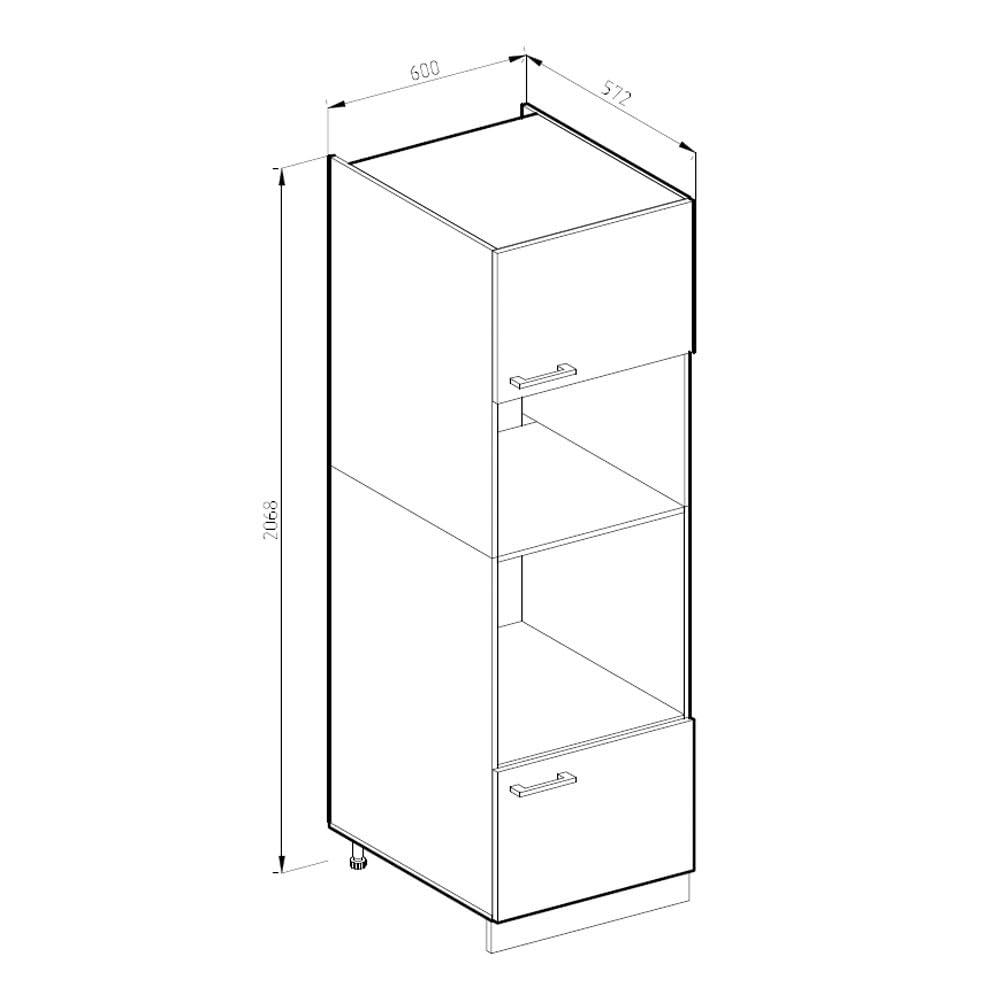 Vicco Mikrowellenschrank R-Line, Sonoma, 60 cm, zur freien Kombination innerhalb modularer Küchensysteme
