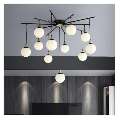 Plafond en Verre d'exception style nordique postmoderne 7 têtes