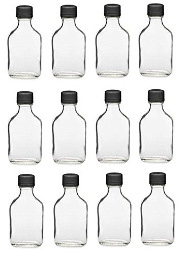 Nakpunar 12 pcs 100 ml Glass Flask Bottles with Black Tamper Evident Cap