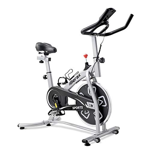 Bicicleta de ejercicio Merax, bicicleta de fitness, bicicleta de ciclismo de interior, manillar ajustable y asiento a bordo, monitor LCD, lee velocidad, distancia, tiempo, calorías + pulso