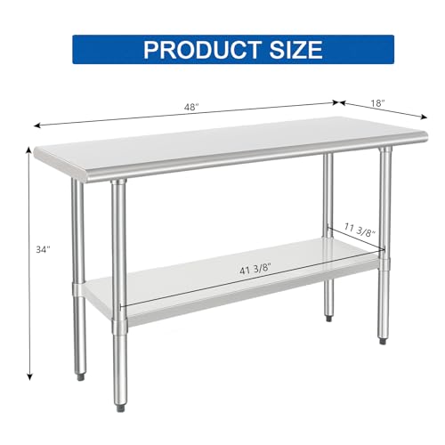 Image of HARDURA Stainless Steel Commercial Table 18x48 Inches