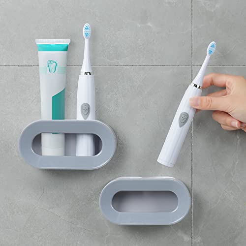 Vicloon Porta Cepillo de Dientes Montado en la Pared,2piezas Soporte Pared Cepillo Dientes Eléctrico,Sin Taladrar Portacepillos de Dientes Eléctrico,Adhesivo Portacepillos de Dientes Pared