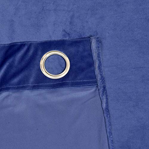 Image of High Sofa Quality Velvet Solid Grommet Room Darkening Eyelet Door Curtains for Living Room (7 Feet, Navy Blue) - Set of 2 Pieces