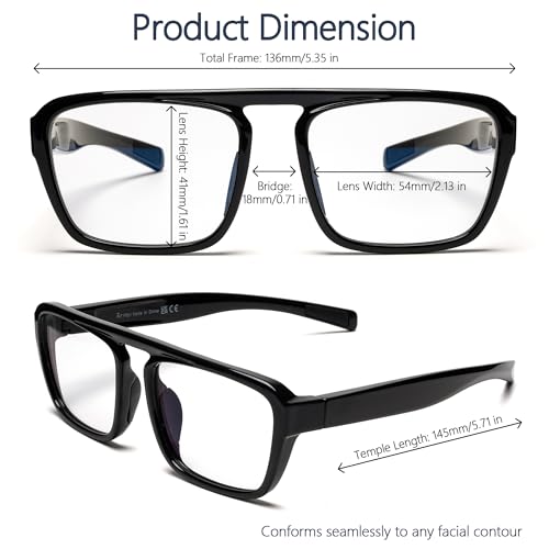 Image of Blue Light Blocking Glasses for Women Men, Square Thick Frame Anti Eyestrain & UV Glare JF6218
