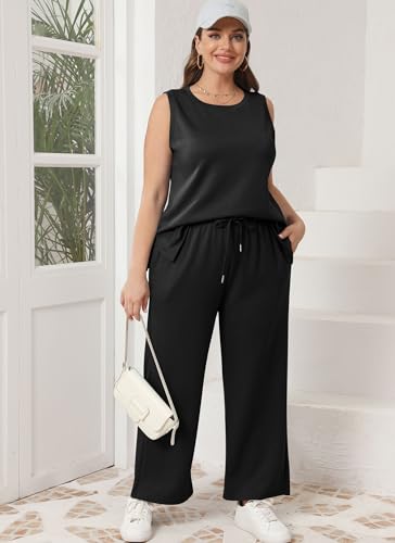 XIEERDUO Women's 2 Piece Outfits Summer Travel Tracksuit Loose Wide Leg Loungewear Comfy Lounge Sets S-3XL4