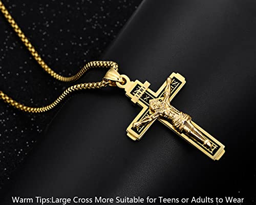 Rehoboth Jesus Christ on INRI Crucifix Cross Large Pendant Necklace for Teens Womens Mens with 24 Inch Stainless Steel Chain4