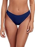 RELLECIGA Women's Navy Blue Mid Waisted High Cut Bikini Bottoms Size Medium
