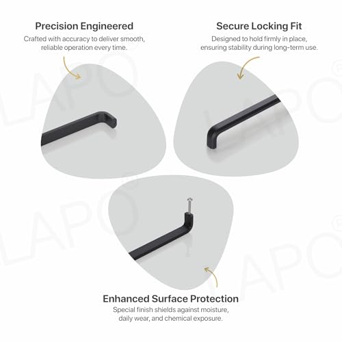 Image of LAPO 2 Piece Drawer Handles for Kitchen, 6 Inch Black Drawer & Window Handles for Almirah, Cupboard (160mm, Black Finish, 3 Years Warranty)