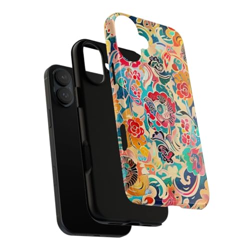 Coque iPhone 16 Plus bleue rigide anti-rayures pour protéger votre écran avec style floral