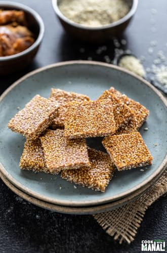 Image of Season's Edition 200 gm Sesame Seed Chikki | Made with Sesame, Peanut & Jaggery | Rich in Fiber and Protein, High Energy Nutrition Bars | Dry Fruits Nuts Tilli Gajak, Healthy Snacks Sweets, No Added Sugar