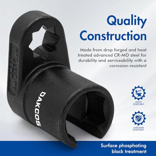 DAKCOS Klucz nasadowy do sond lambda 22 mm x 1/2" napęd, wkładka do sond lambda, narzędzie do sond lambda, długość 50 mm