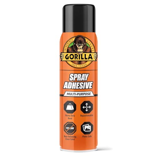 Gorilla Heavy Duty Spray Adhesive 400ml Fast Drying High Strength Mist Spray that Dries Clear | Permanently Bonds Wood Metal Fabric Glass Leather Stone Ceramics & More