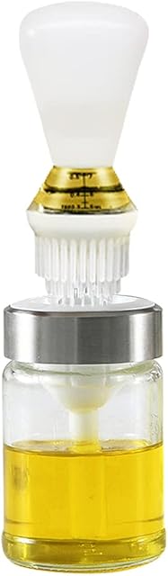 YUXES Oil Dispenser, Oil Bottle with Oil Brush, Glass Olive Oil Bottle with Silicon Oil Brush, 2 in 1 Container Jug for Cooking Kitchen 135ml