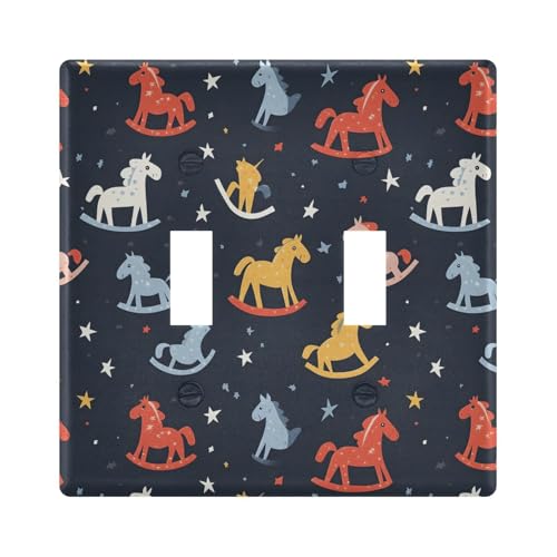 UMIRIKO Colorful Rocking Horses Light Switch Cover Plate Covers Decorative Double Toggle Home Decor 202b8028