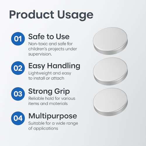 Image of Silver Magnets (12x2 mm, Pack of 20) | Round Magnets for Fridge, Crafts, DIY, Office & Home Use | Premium Slim Design with Best Magnetic Force