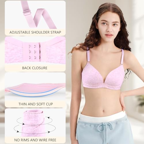 Phennie's Girls Training Bras Teens Bras for Kids 8-10,10-12,12-14,14-16 Years Soft Cotton Wireless Light Padded Bralette2