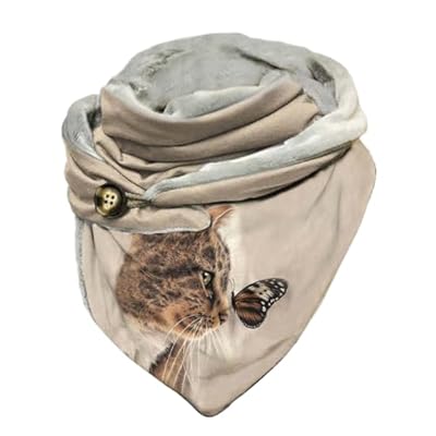 Hiseng Bufanda Triangular para Mujer Invierno e Otoño, Animal Gato Impresión Bufandas con Hebilla Suave Cálido Cuello Alto Shawls Grande Scarf Shawls Pañuelos | Ya disponible en tu tienda friki favorita! En mundofriki.es!