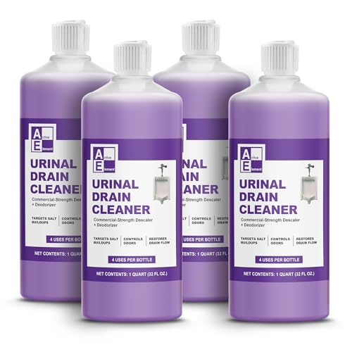 Urinal Drain Cleaner Descaler 32oz (Pack of 4 16 Uses) Urinal Salt Remover & Urine Salt Dissolver Urinal Deodorizer - Odor Eliminator Urinal Calcium Remover Heavy Duty