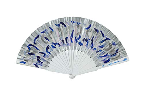 Abanico Agua Mediano. Abanico español, artesano, pintado a mano por ambos lados. Colección Agua. Mediano: 27cm 