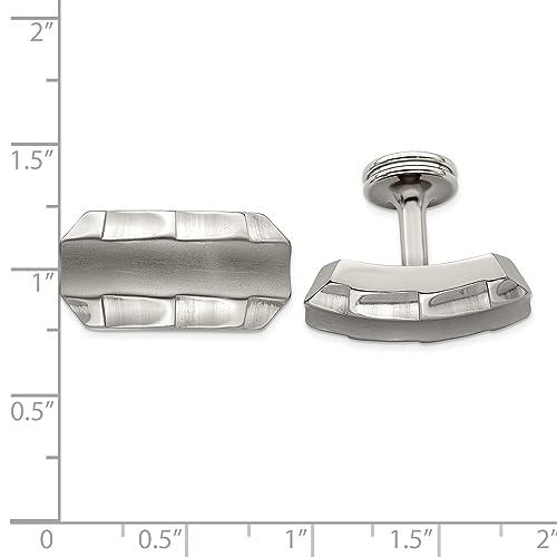 Mancuernillas para hombre de titanio sólido con bordes facetados miniatura 3