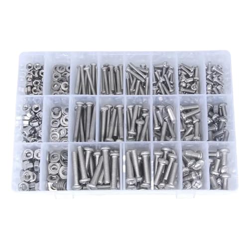 AQXYYWEI 210/360/510X M3 M4 M5 M6 304 Stainless Steel Countersunk Head Screw Nail Pan Cross Round Nut Of Flat Mat Household Boxed Set (Color : Countersunk 210pcs)
