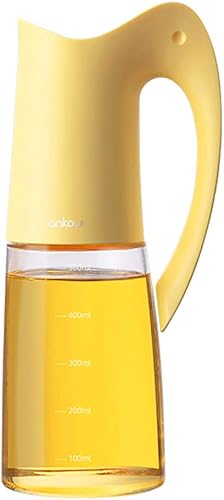 Ankou Botella dispensadora de aceite de oliva, botella de aceite de vidrio con tapa abatible automática de 20 onzas, contenedor de almacenamiento de
