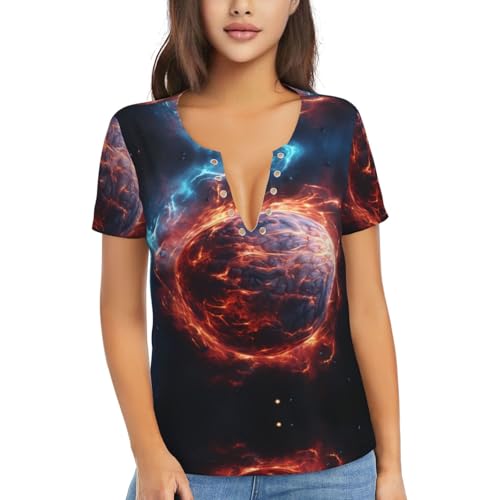 T-shirt col en V profond léger Meteorite on Fire pour ne plus transpirer