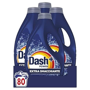 Dash Power Detersivo Liquido Lavatrice, 80 Lavaggi (4x20), Extra Smacchiante, Rimuove anche le macchie secche da 7 giorni, per una pulizia impeccabile