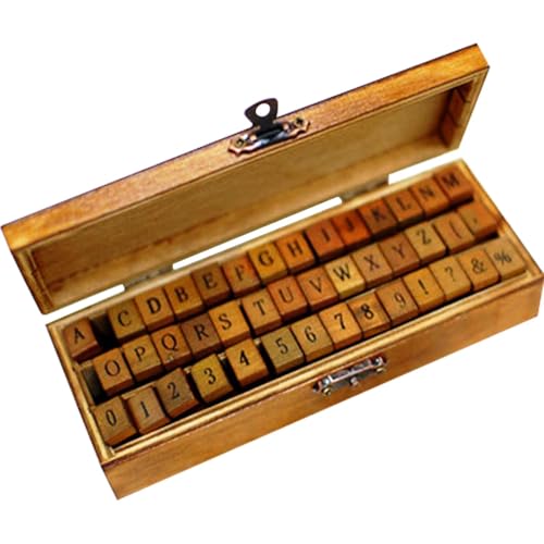 Antique Alphabet Stamp Set in Wooden Box